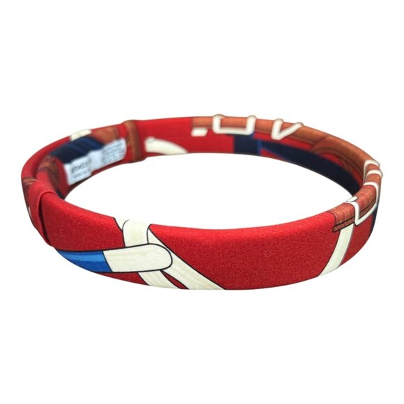 HERMES Headband Made in France One Size Fits All Hairband Wine White Navy main image 7